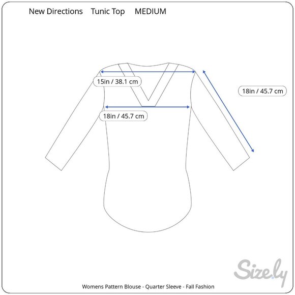 Boho Indie Retro Womens Blue Pattern Keyhole Blouse Quarter Sleeve Casual Top M - Picture 6 of 8